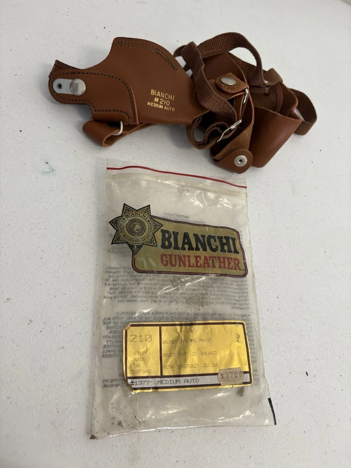 Винтажная наплечная кобура 1970-х BIANCHI #210 OMC AMT под правую руку первозданная с сумкой - Изображение 1 из 4