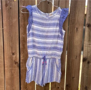 CAT & JACK Girls Striped Purple Casual Party Beach Romper - Picture 1 of 4