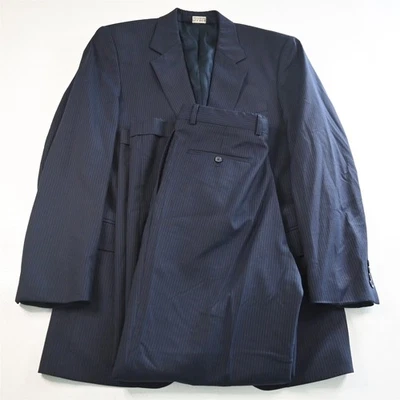 Jos A Bank 40L 31x32 Azul Marino Rayas 100% Lana Hombre Chaqueta Pantalones Traje Foto 1 de 4