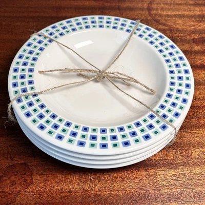 Waechtersbach Verde Azul Cuadrados Borde Sopa Pasta Ensaladera Juego De 4 Nuevo Foto 1 de 4