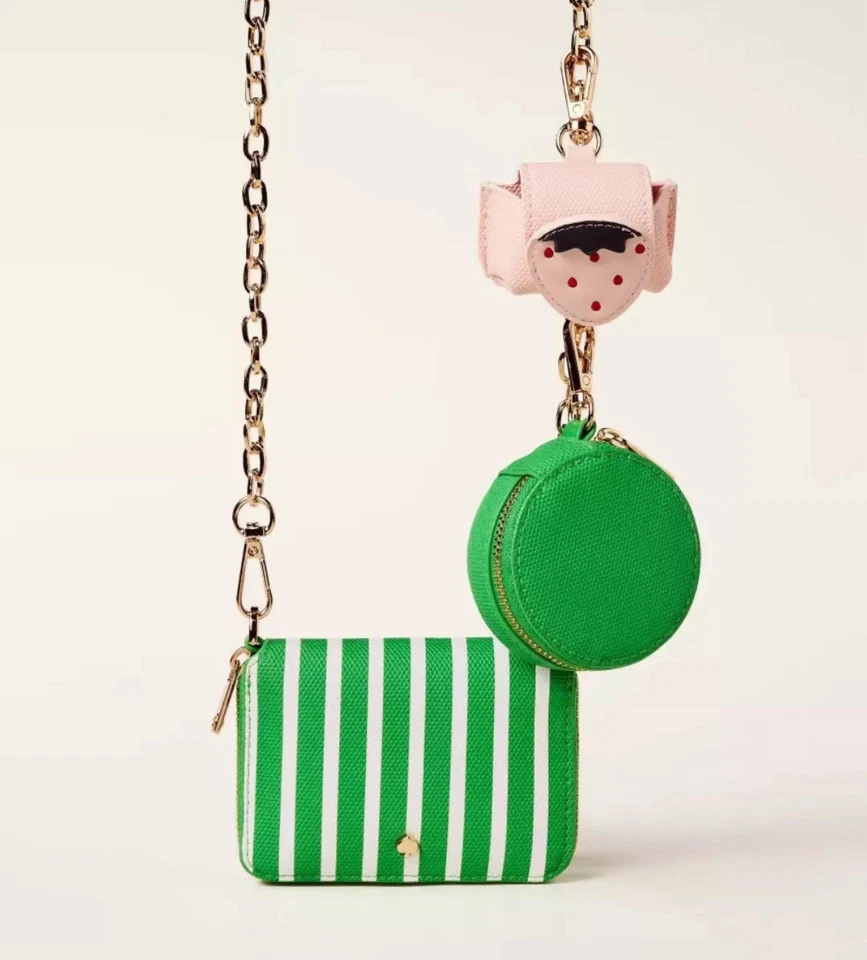 Mini Bandolera Target X Kate Spade Rayas Verde/Blanco Monedero Estuche para Auriculares Foto 1 de 4