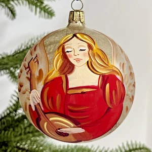 Vintage Christmas Glass Ornament Blown Glass Painted Angel PIER 1 ITALY Signed - Bild 1 von 5