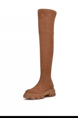 NEW Nine West Cellie2 Brown Suede Over Knee Thigh High Lug Sole Boots 5.5 - Image 1 of 4
