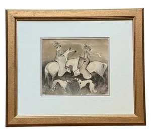 Original Watercolor Painting Woman Horse Rider Signed Framed Equestrian 17x20” - Picture 1 of 9