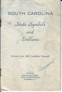 Vintage SOUTH CAROLINA Staatssymbole und Embleme von 1961 Gesetzgebungshandbuch - Bild 1 von 5