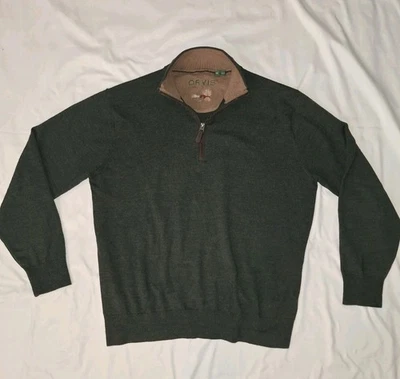 Orvis Dark Green 1/4 Zip Neck Pullover Sweater Size Small 100% Merino Wool - Image 1 of 4