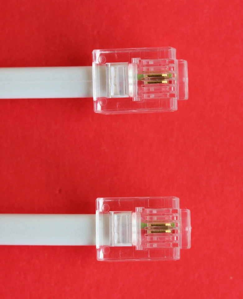 RJ11 auf RJ11 ""4M"" ADSL 2-Draht Breitbandkabel weiß für Router zu ADSL Filter - Bild 1 von 1