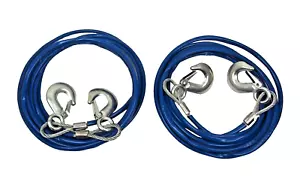 Cable de alambre de acero con cuerda de remolque de 2 piezas 13 ft con ganchos de 3-1/2" 3 toneladas - Imagen 1 de 7