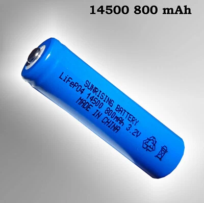 IFR 14500 800mAh 3,2V LiFePO4 Rechargeable Batterie De Remplacement Bouton Top