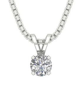 Juego de Collar Colgante Solitario en Forma de U SI1 G 0,25 quilates Diamante Redondo Oro 14K - Imagen 1 de 8