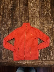 Lauren Ralph Lauren roter Reißverschluss Strickpullover gold Logo Damen S - Bild 1 von 18