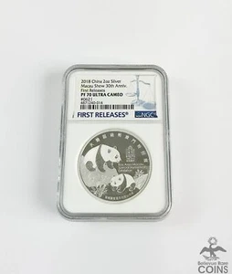 2011 China Macau Show 30th Anniv. PANDA .999 Silver 2oz Medal NGC PF70 Ultra Cam - Picture 1 of 4