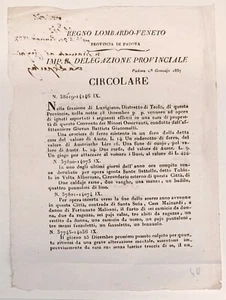 1837 DOCUMENTO CIRCOLARE LUVIGLIANO TEOLO PADOVA REGNO LOMBARDO VENETO - Imagen 1 de 3