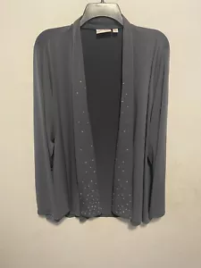Quaker Factory Dream Knit Women’s Open Front Cardigan Size 1X Slinky Rhinestones - Picture 1 of 8