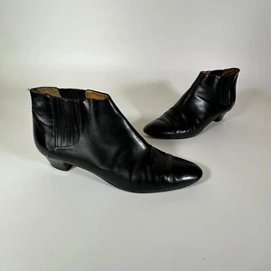 Ralph Lauren Boots Womens 8.5 B Black Calf Leather Slip On Booties Ankle Italy - Picture 1 of 15