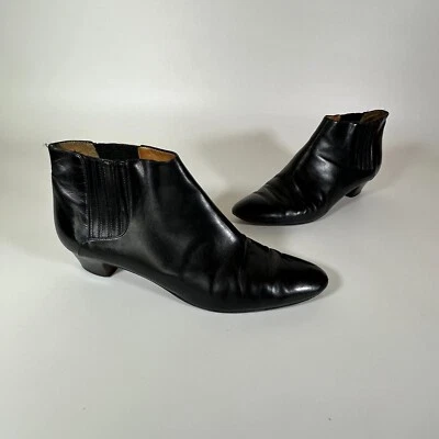 Ralph Lauren Boots Womens 8.5 B Black Calf Leather Slip On Booties Ankle Italy - Image 1 of 4