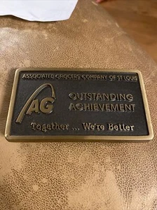 VTG ASSOCIATED GROCERS COMPANY of ST LOUIS OUTSTANDING ACHIEVEMENT BELT BUCKLE - Picture 1 of 8