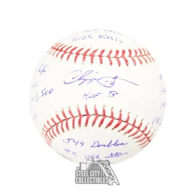 Chipper Jones Stats Autographed Official MLB Baseball BAS COA (16 Inscriptions) - Image 1 of 4