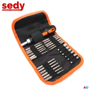 26pc Screwdriver Set: Ratchet Driver Handle + 1/4" Dr. Socket & 65mm Long Bits - Picture 1 of 9