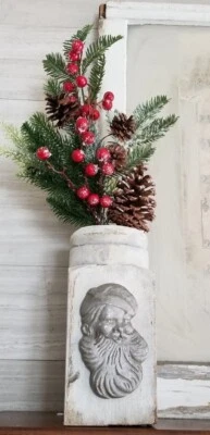 Antique Column Christmas Architectural Pillar Chunky Salvage Zinc Santa Candle - Image 1 of 4