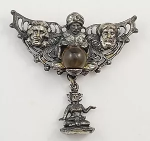 Vintage THIEF OF BAGDAD KORDA Fortune Teller Genie Yellow ORB Dangle Brooch - Picture 1 of 8