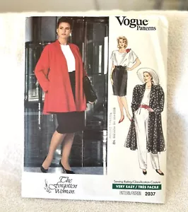 80er Vintage Vogue Schnittmuster Forgotten Woman 2037 ungeschnitten Gr. 20-22-24 einfach - Bild 1 von 3