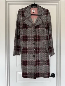 CAbi Sovereign Fall Coat  Plaid Trench Knit Sz M - Picture 1 of 4