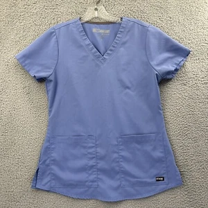 Grey's Anatomy by Barco Aubrey 2 Pocket Scrub Top Ceil Blue Women's Small - Picture 1 of 6