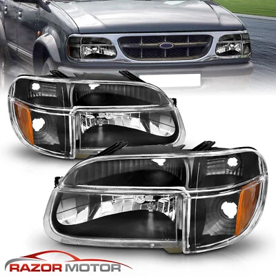 1995-2001 Ford Explorer/1997 Mercury Mountaineer Black Headlights+Corner Lamps - Image 1 of 4