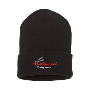 Hollywood California embroidered beanie hat, custom embroidered winter beanie - Picture 1 of 3