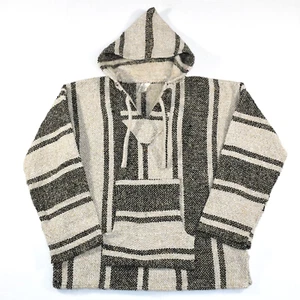 Artesanias Cuamatzi Mexican Drug Rug Hippie Baja Poncho Pullover Hoodie Medium - Picture 1 of 7