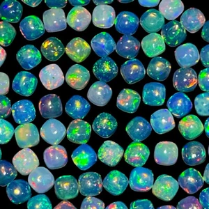 10 Pcs Natural Ethiopian Opal 4mm Cushion Flashy Untreated Loose Gemstones Lot - Picture 1 of 12