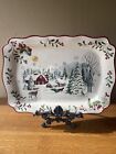 Better Home and Gardens Heritage Holiday Serve Platter 19" x 13.5" Winter Forest
