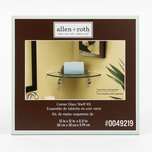 Allen & Roth Corner Glass Shelf Kit, Classic Style. 12”x12x 0.31” - Picture 1 of 2