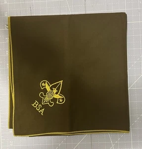 Pañuelo para el cuello Boy Scouts America BSA marrón y dorado descontinuado líder de tropa AOL - Imagen 1 de 1