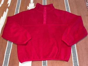 LL Bean Snap Pullover USA Made Rot Fleecejacke Gr. Herren Large Vintage 1980er - Bild 1 von 14