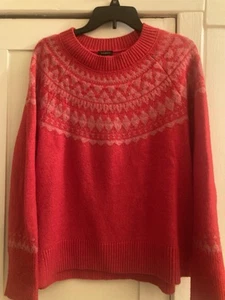 Talbot Ls Sweater Size Large. Red With Icelandic Pink Design. - Picture 1 of 3