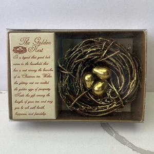 El Nido de Oro Romano 3 Huevos de Oro Prosperidad Buena Suerte Navidad Tradición De Colección - Imagen 1 de 5