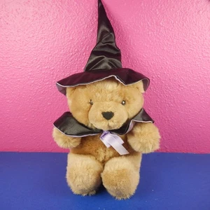 Braunbär Hexe Plüsch Halloween 10 Zoll OHNE ETIKETT schwarzer Hut & Umhang Kostüm - Bild 1 von 6