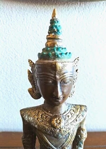 Vintage Bronze Thai Praying Buddha Statue - Imagen 1 de 7