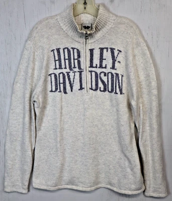 Свитер женский Harley-Davidson размер 2XL шерстяная смесь 1/4 на молнии серый люрекс серебристый - Изображение 1 из 4
