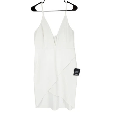 Lulus White Mini Dress sz L Spaghetti V Neck Sleeveless Bachelorette Party NEW - Image 1 of 4