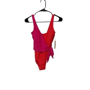Neu mit Etikett Summersalt Badeanzug The Perfect Wrap 1 Stück Hibiskus & Grapefruit Größe 4 - Bild 1 von 8