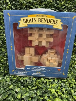 Juego de rompecabezas Wood Brain Benders (Cardinal 2003, caja azul) - 3 madera 3D Foto 1 de 4