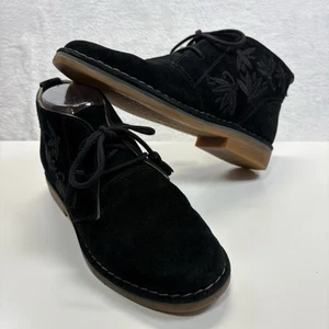 Hush Puppies Boots Women’s 7 Black Suede Embroidered Medium Moyen Tassels Ankle - Picture 1 of 15