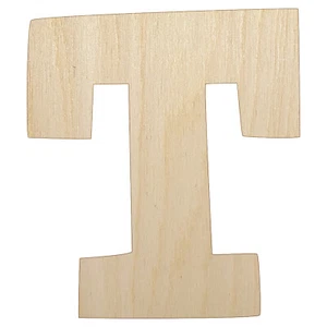 Letter T Uppercase Fun Bold Font Unfinished Wood Shape Cutout DIY Craft Projects - Picture 1 of 8