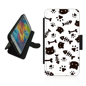 Cat Paw print Phone Case Wallet flip cover pattern PAW1 For Samsung iPhone - Picture 1 of 5