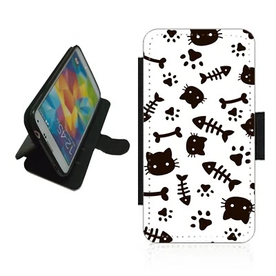 Cat Paw print Phone Case Wallet flip cover pattern PAW1 For Samsung iPhone - Image 1 of 4