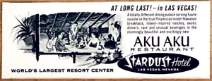 AKU AKU RESTAURANTE POLINESIO — HOTEL STARDUST — LAS VEGAS — ANUNCIO IMPRESO VINTAGE 1960 - Imagen 1 de 1