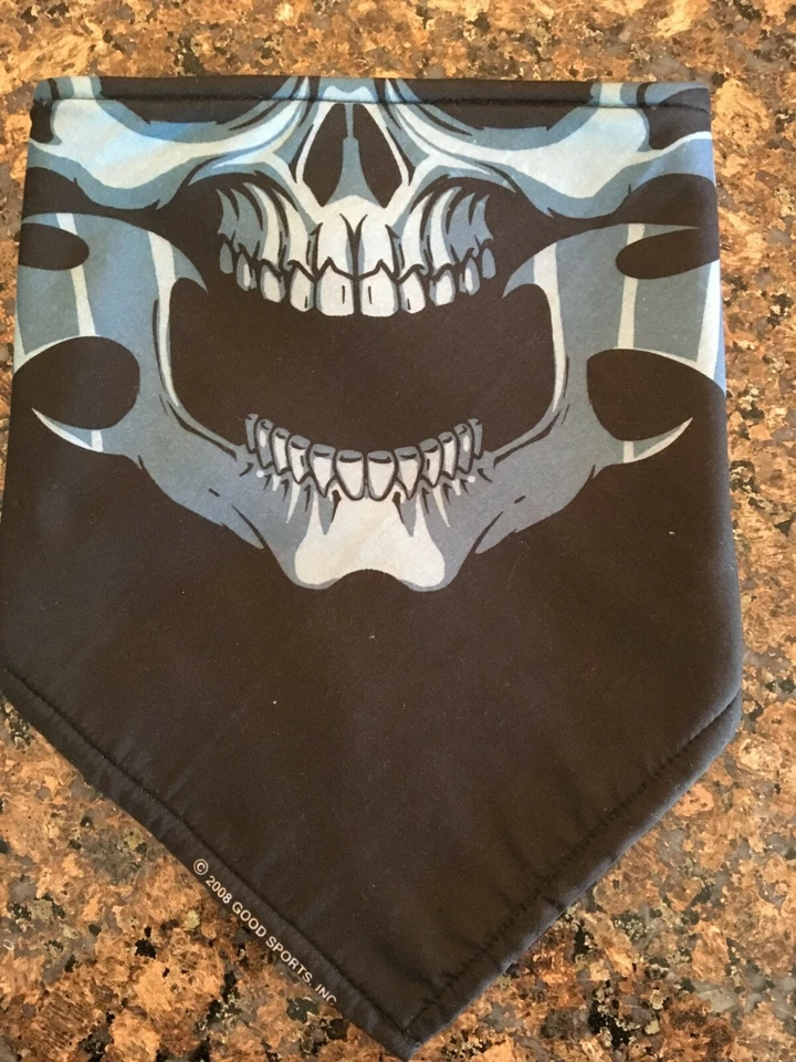 Bandana de motociclista forrada de vellón máscara calavera negra y azul Foto 1 de 4
